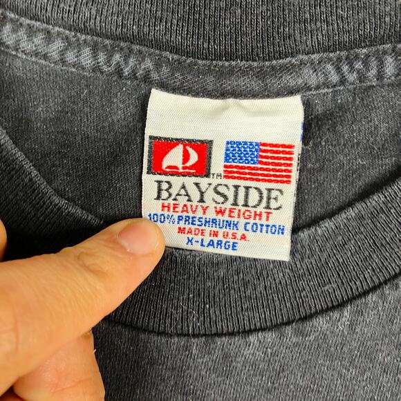 Bayside T-Shirt Mens XL Black Union Graphic Heavyweight  Pocket Tee - Picture 8 of 9